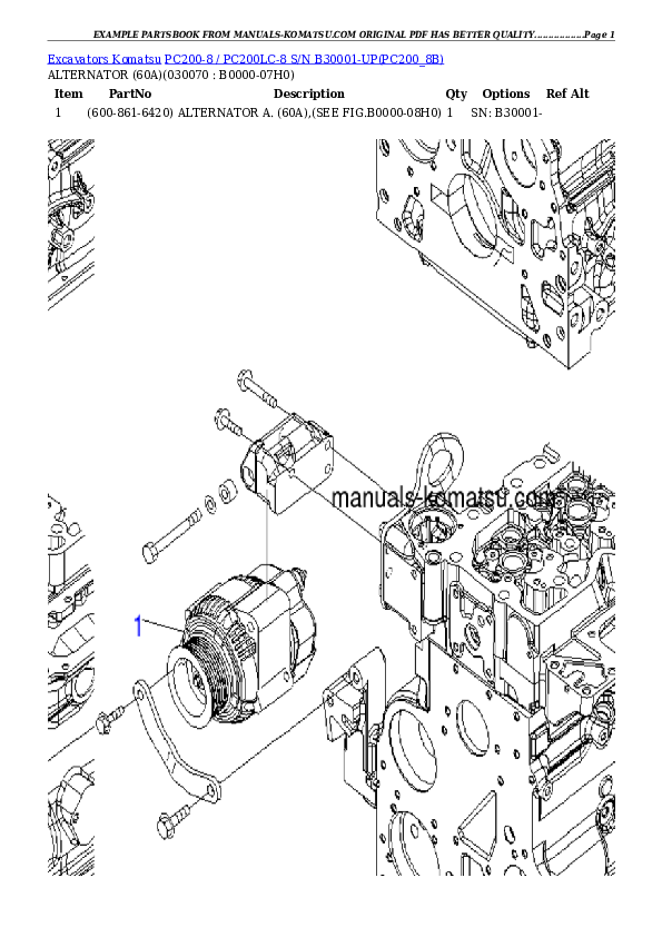 Protected: PC200-8 / PC200LC-8 S/N B30001-UP Partsbook