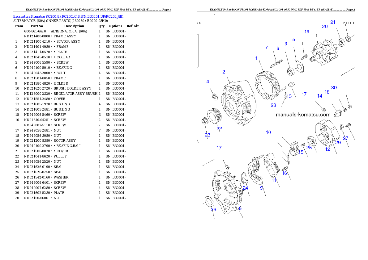 Protected: PC200-8 / PC200LC-8 S/N B30001-UP Partsbook