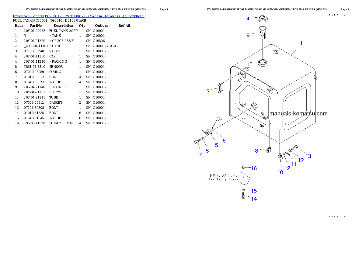 Protected: PC200CA-6 S/N T10001-UP (Made in Thailand (KBC)) Partsbook