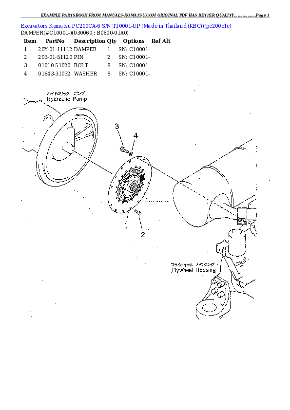 Protected: PC200CA-6 S/N T10001-UP (Made in Thailand (KBC)) Partsbook