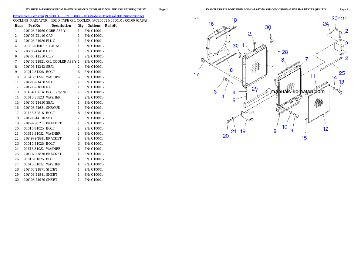 Protected: PC200CA-6 S/N T10001-UP (Made in Thailand (KBC)) Partsbook