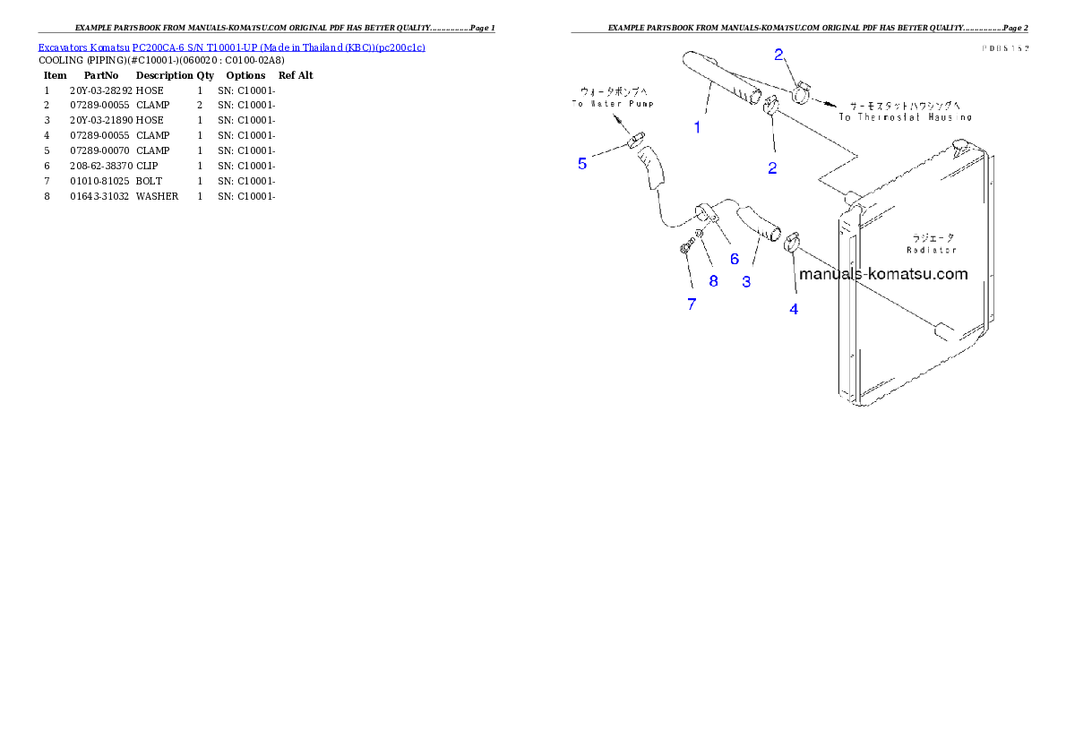Protected: PC200CA-6 S/N T10001-UP (Made in Thailand (KBC)) Partsbook