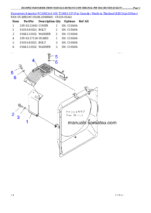Protected: PC200CA-6 S/N T10001-UP (For Canada / Made in Thailand (KBC)) Partsbook
