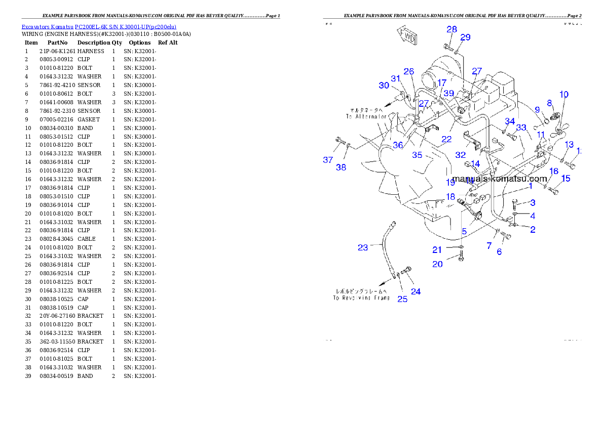 Protected: PC200EL-6K S/N K30001-UP Partsbook