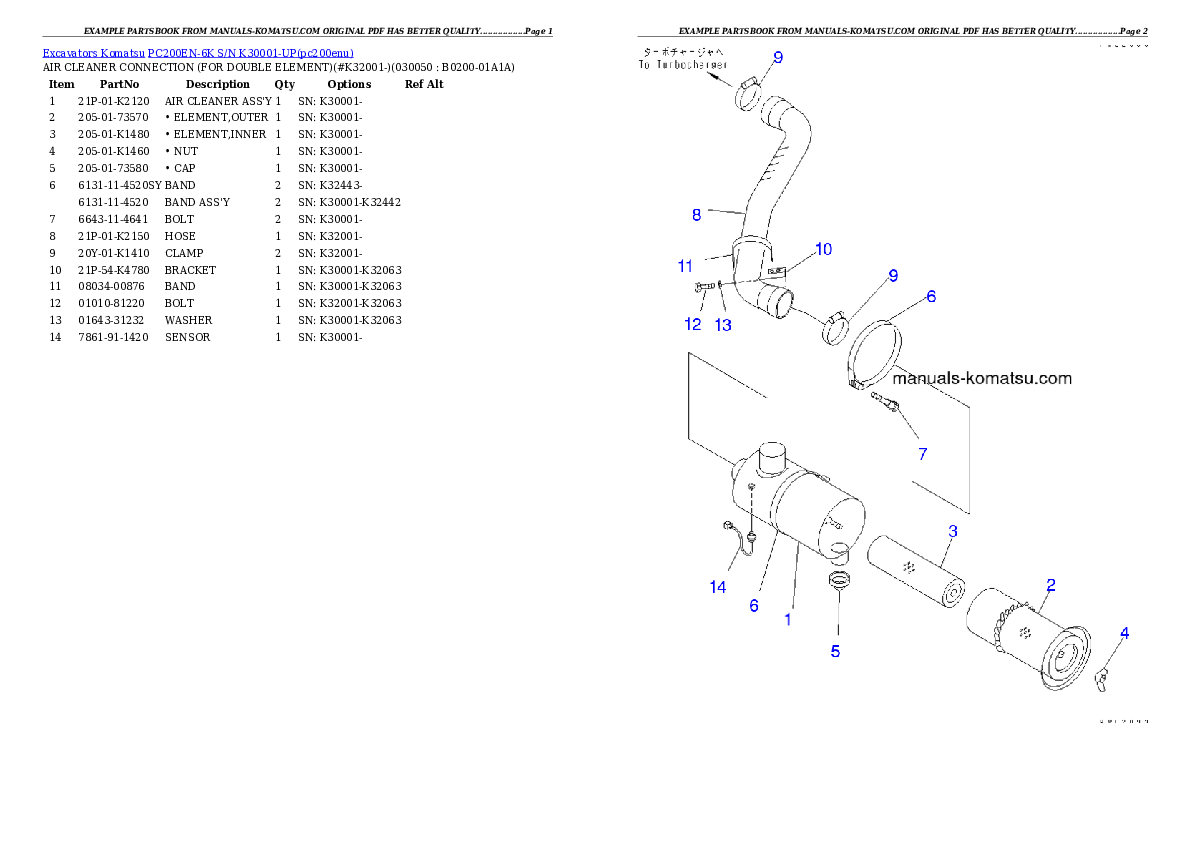 Protected: PC200EN-6K S/N K30001-UP Partsbook