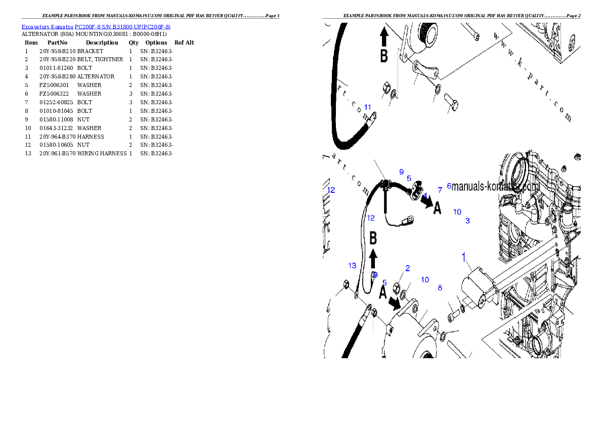 Protected: PC200F-8  S/N B31800-UP Partsbook