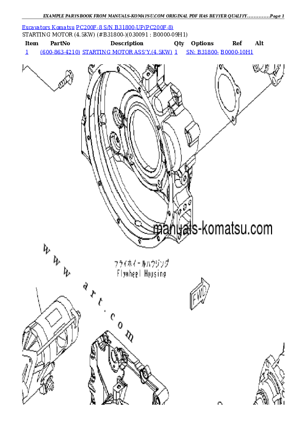 Protected: PC200F-8  S/N B31800-UP Partsbook