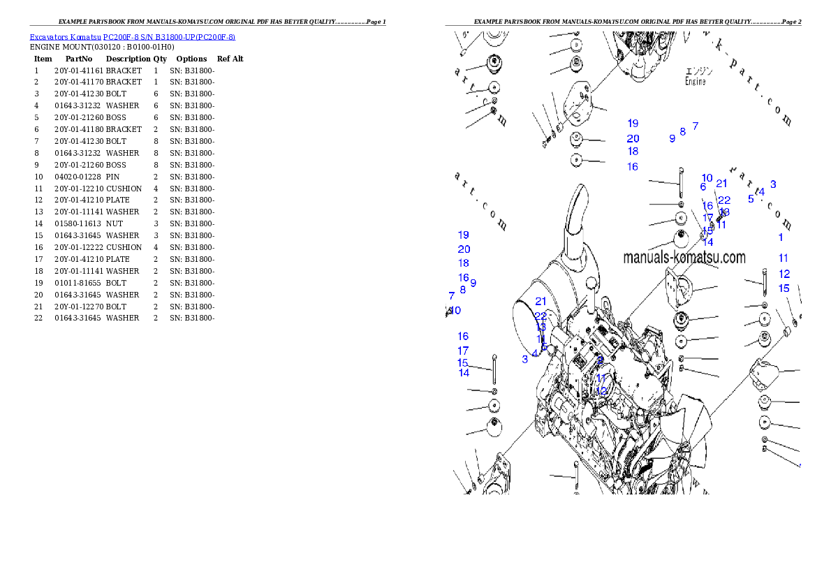 Protected: PC200F-8  S/N B31800-UP Partsbook