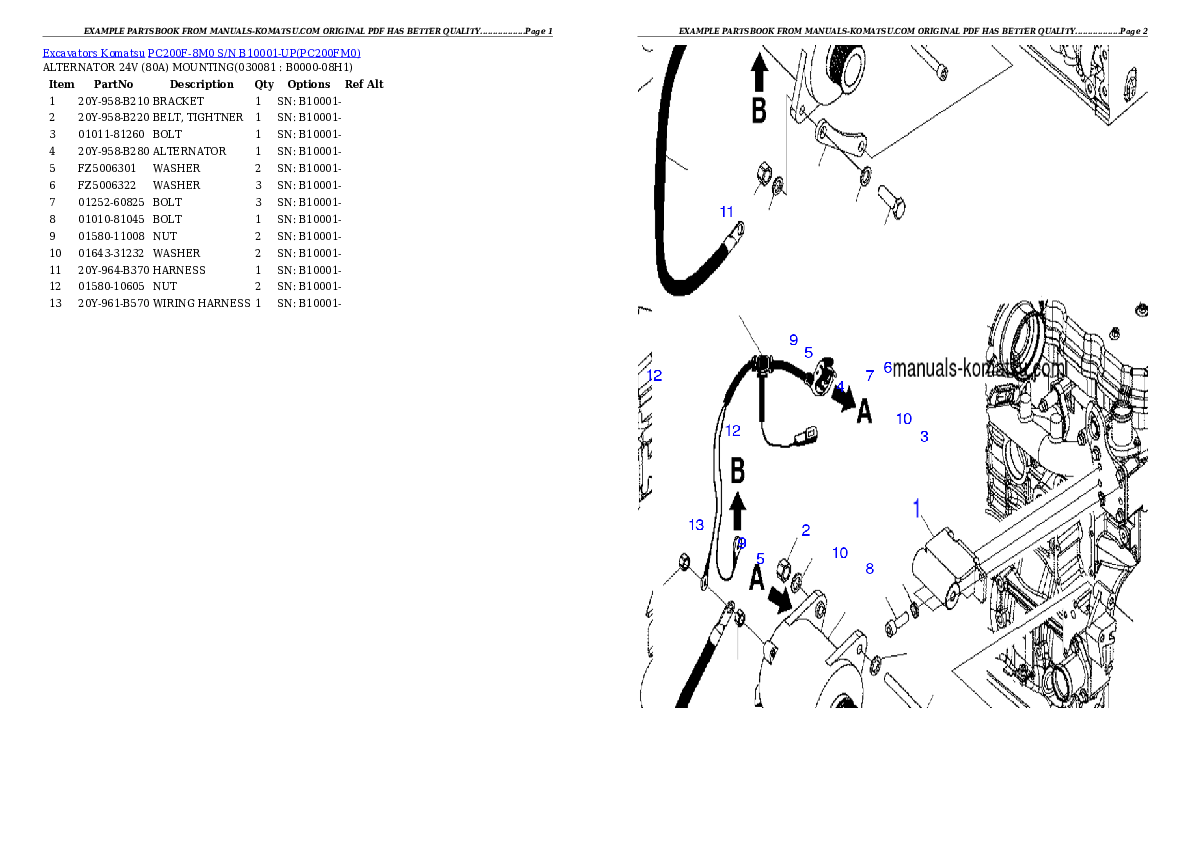 Protected: PC200F-8M0  S/N B10001-UP Partsbook