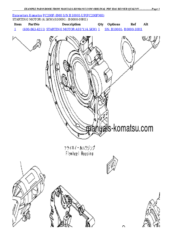 Protected: PC200F-8M0  S/N B10001-UP Partsbook