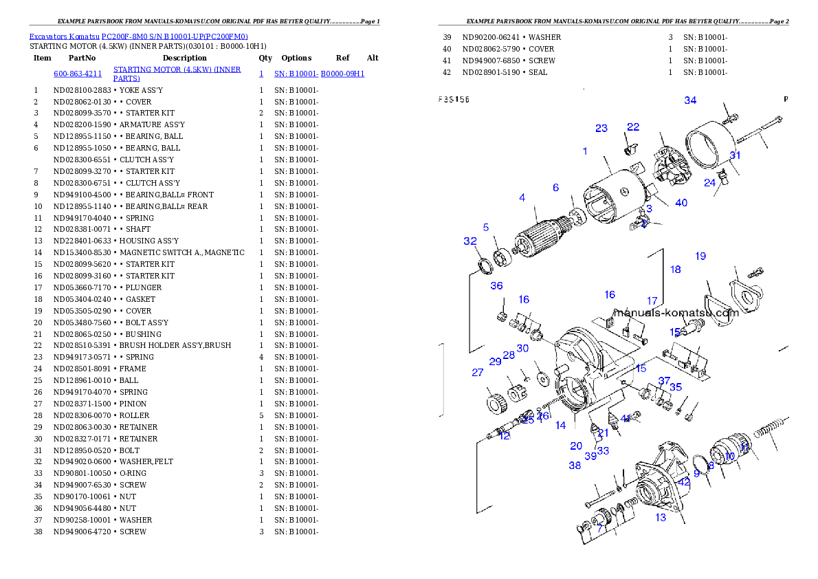 Protected: PC200F-8M0  S/N B10001-UP Partsbook