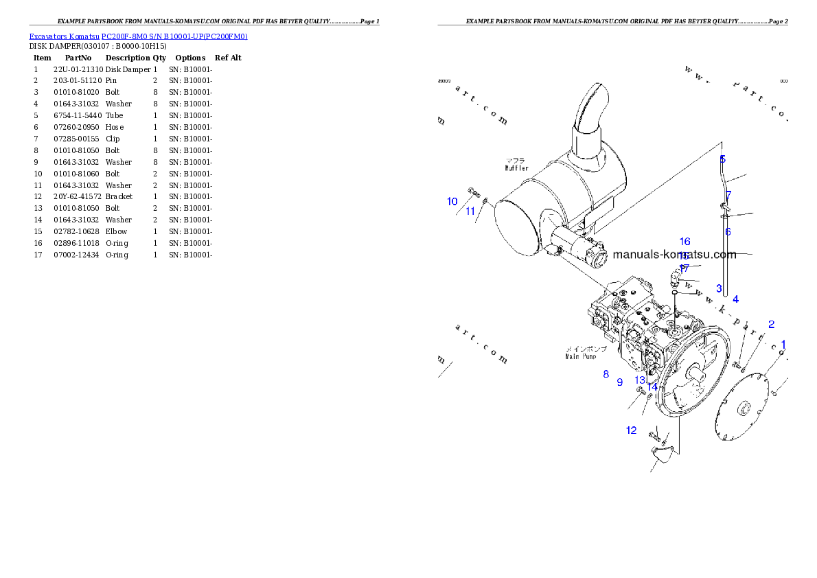 Protected: PC200F-8M0  S/N B10001-UP Partsbook