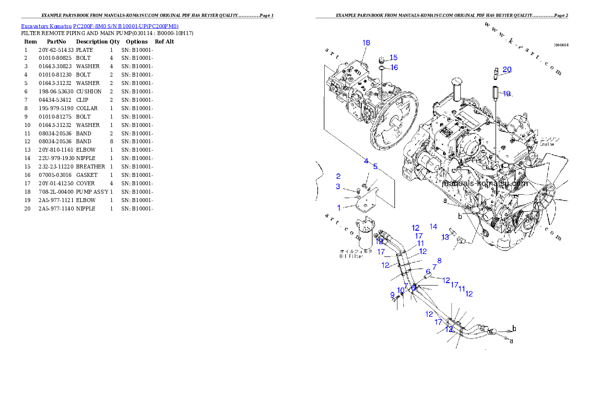 Protected: PC200F-8M0  S/N B10001-UP Partsbook