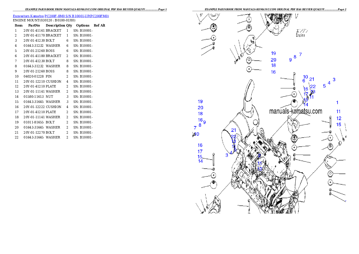 Protected: PC200F-8M0  S/N B10001-UP Partsbook