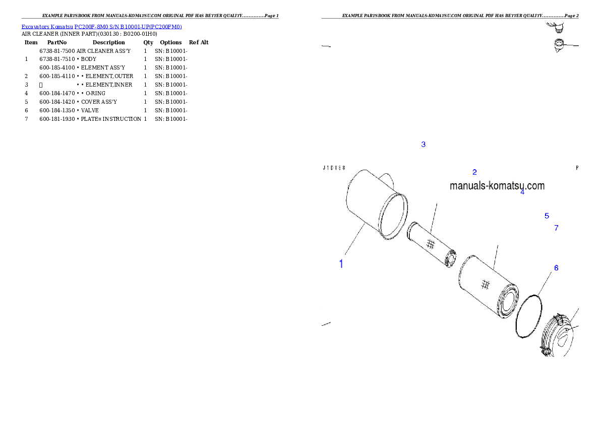 Protected: PC200F-8M0  S/N B10001-UP Partsbook