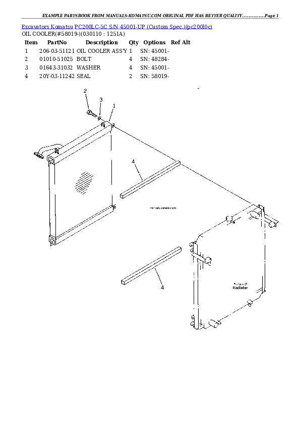 Protected: PC200LC-5C S/N 45001-UP (Custom Spec.) Partsbook