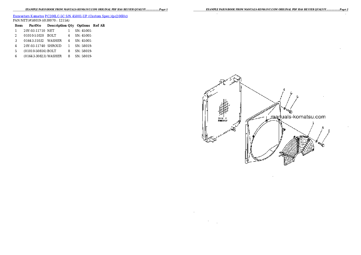 Protected: PC200LC-5C S/N 45001-UP (Custom Spec.) Partsbook