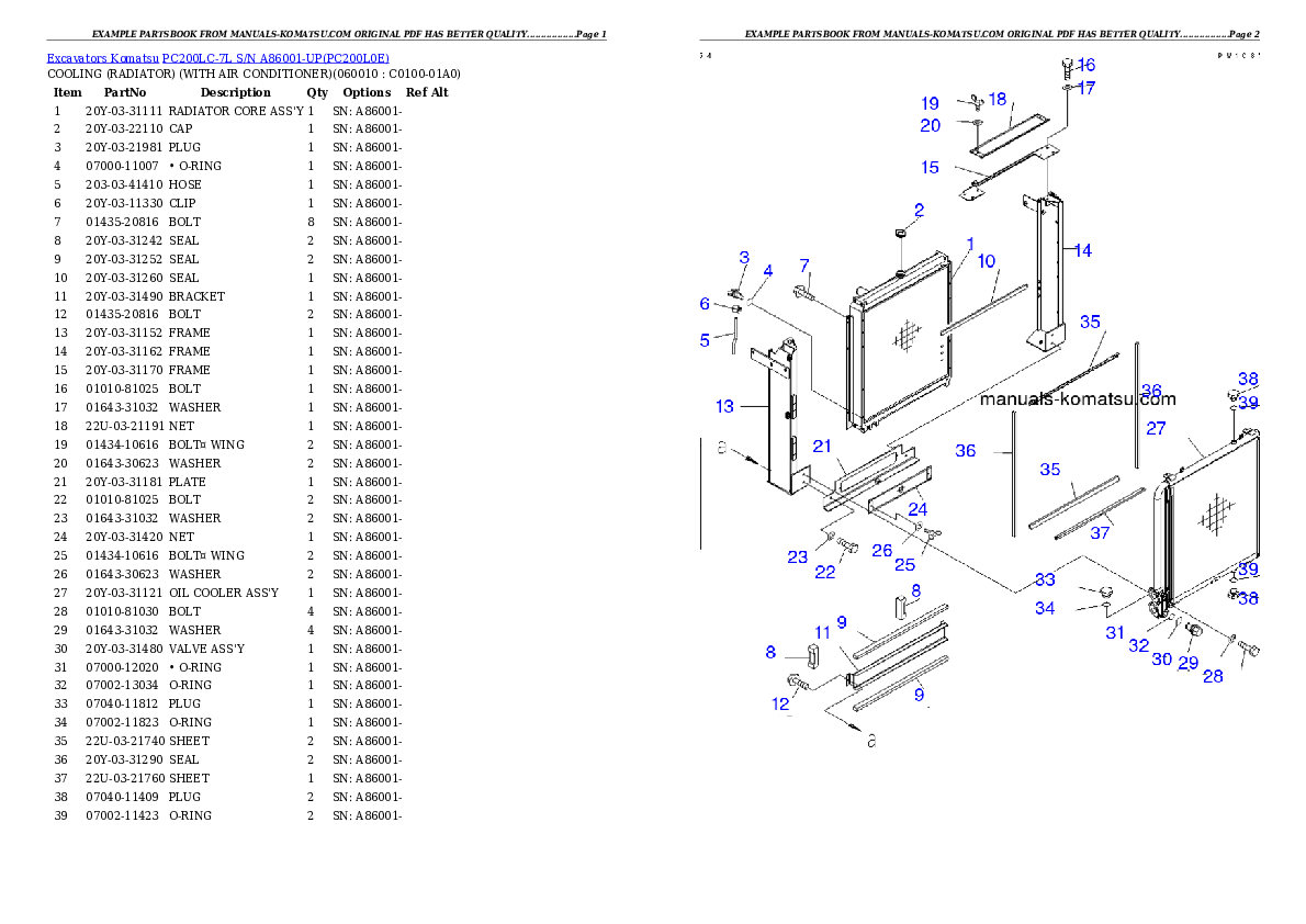 Protected: PC200LC-7L S/N A86001-UP Partsbook