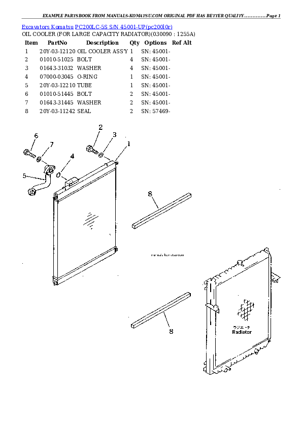 Protected: PC200LC-5S S/N 45001-UP Partsbook