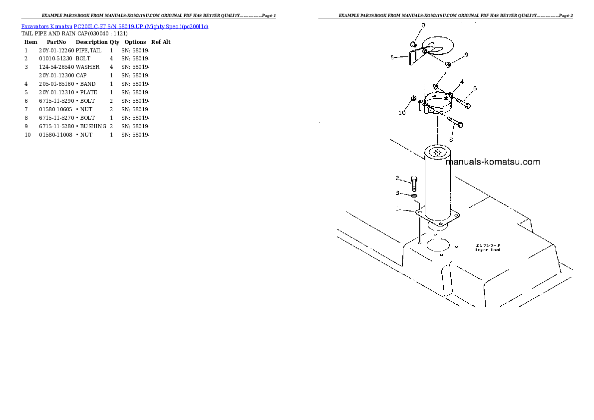 Protected: PC200LC-5T S/N 58019-UP (Mighty Spec.) Partsbook