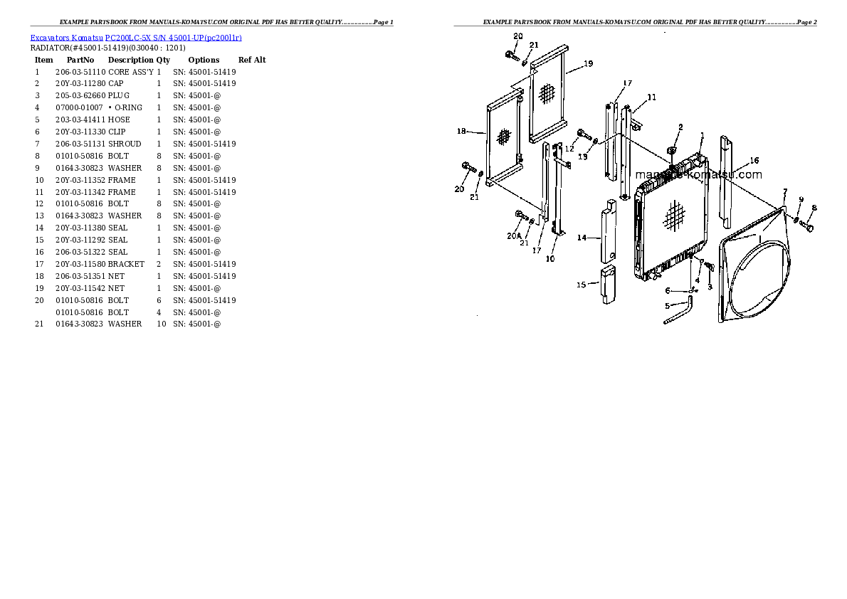 Protected: PC200LC-5X S/N 45001-UP Partsbook
