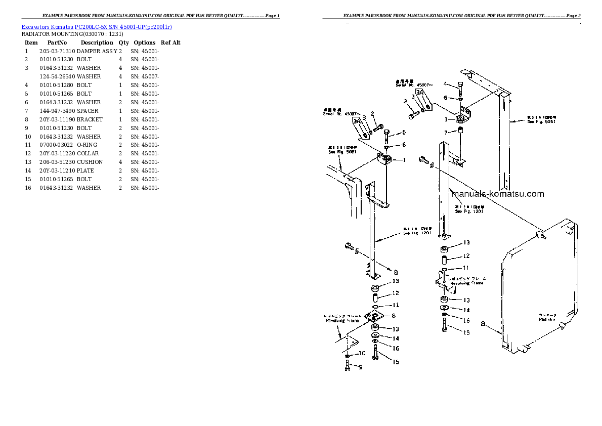 Protected: PC200LC-5X S/N 45001-UP Partsbook