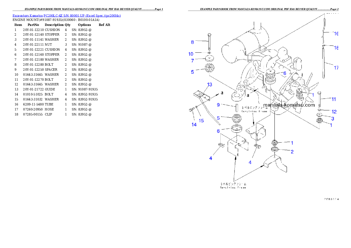 Protected: PC200LC-6Z S/N 80001-UP (Excel Spec.) Partsbook
