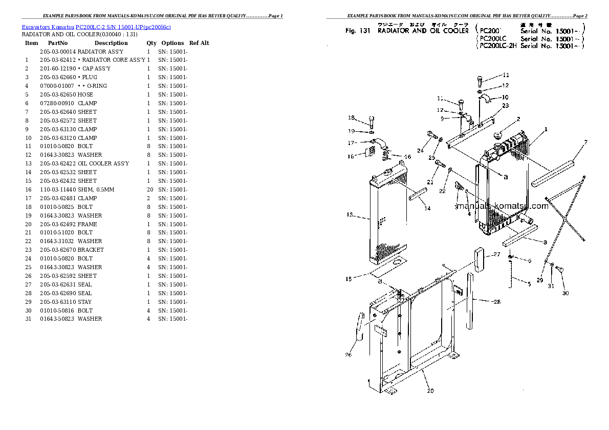 Protected: PC200LC-2 S/N 15001-UP Partsbook