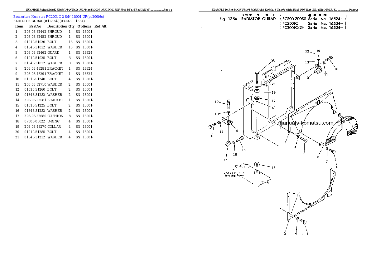Protected: PC200LC-2 S/N 15001-UP Partsbook