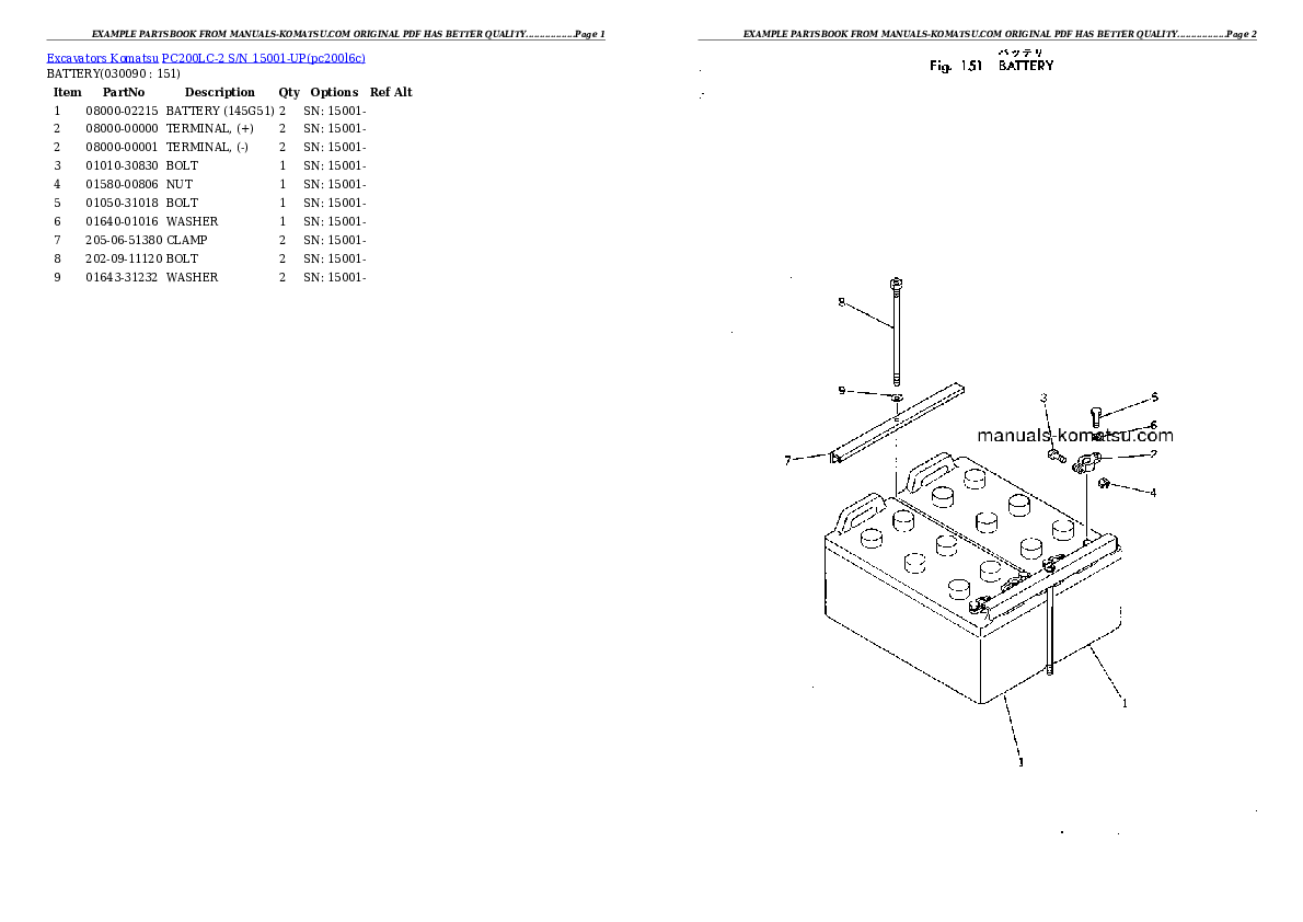 Protected: PC200LC-2 S/N 15001-UP Partsbook