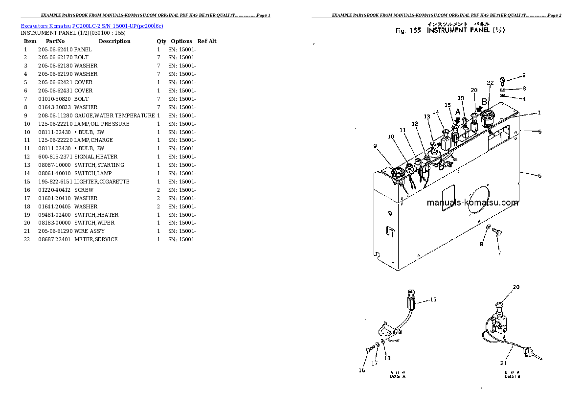 Protected: PC200LC-2 S/N 15001-UP Partsbook