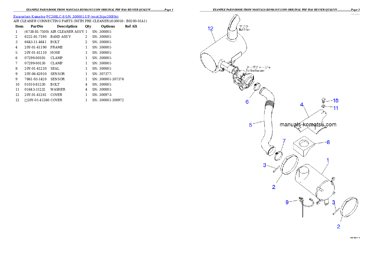 Protected: PC200LC-8 S/N 300001-UP (ecot3) Partsbook