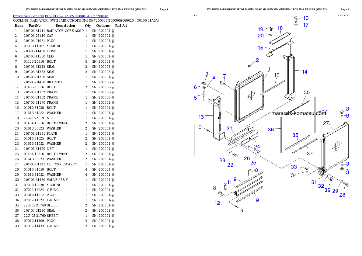 Protected: PC200LC-7-BP S/N 200001-UP Partsbook