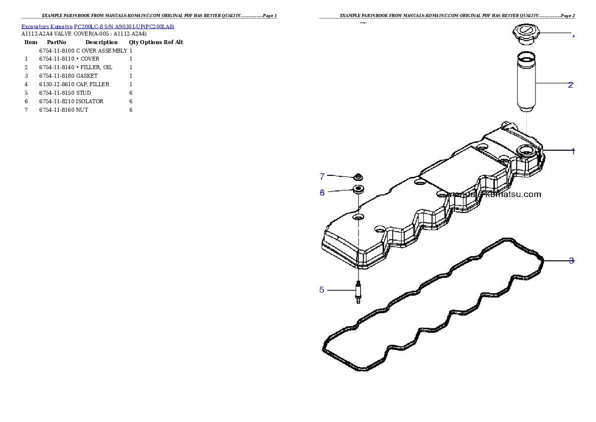 PC200LC-8 S/N A90301-UP Partsbook