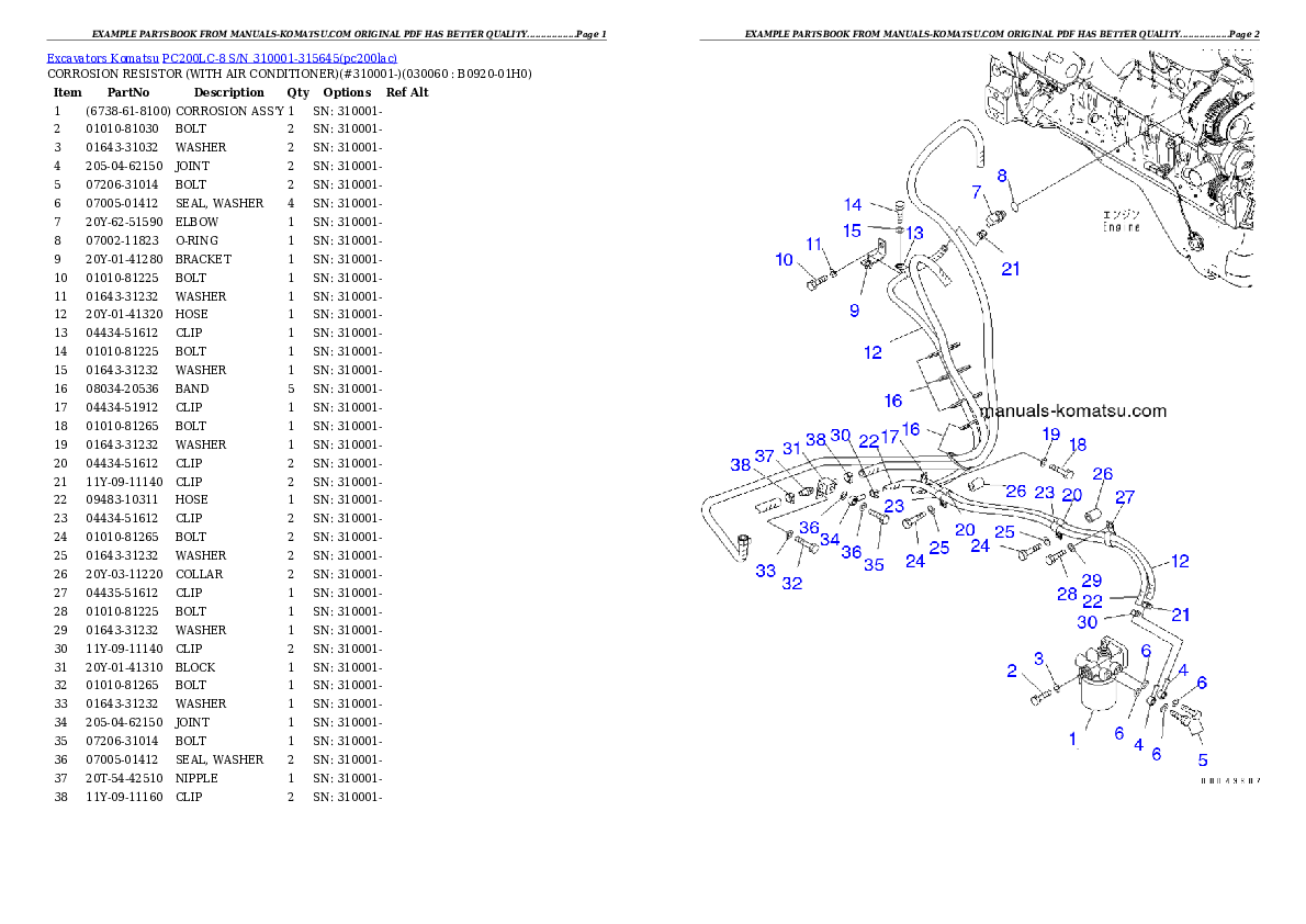 Protected: PC200LC-8 S/N 310001-315645 Partsbook