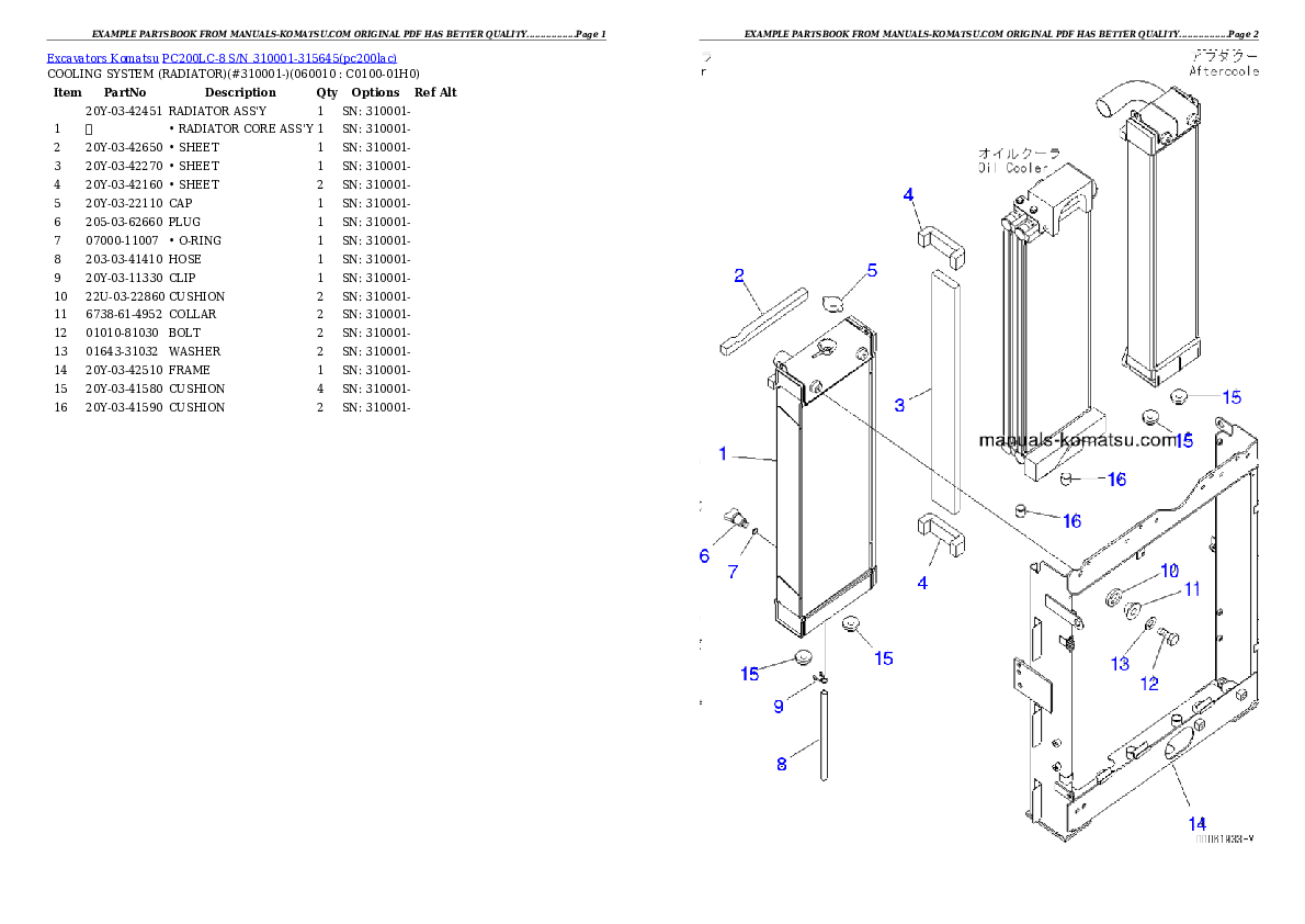 Protected: PC200LC-8 S/N 310001-315645 Partsbook