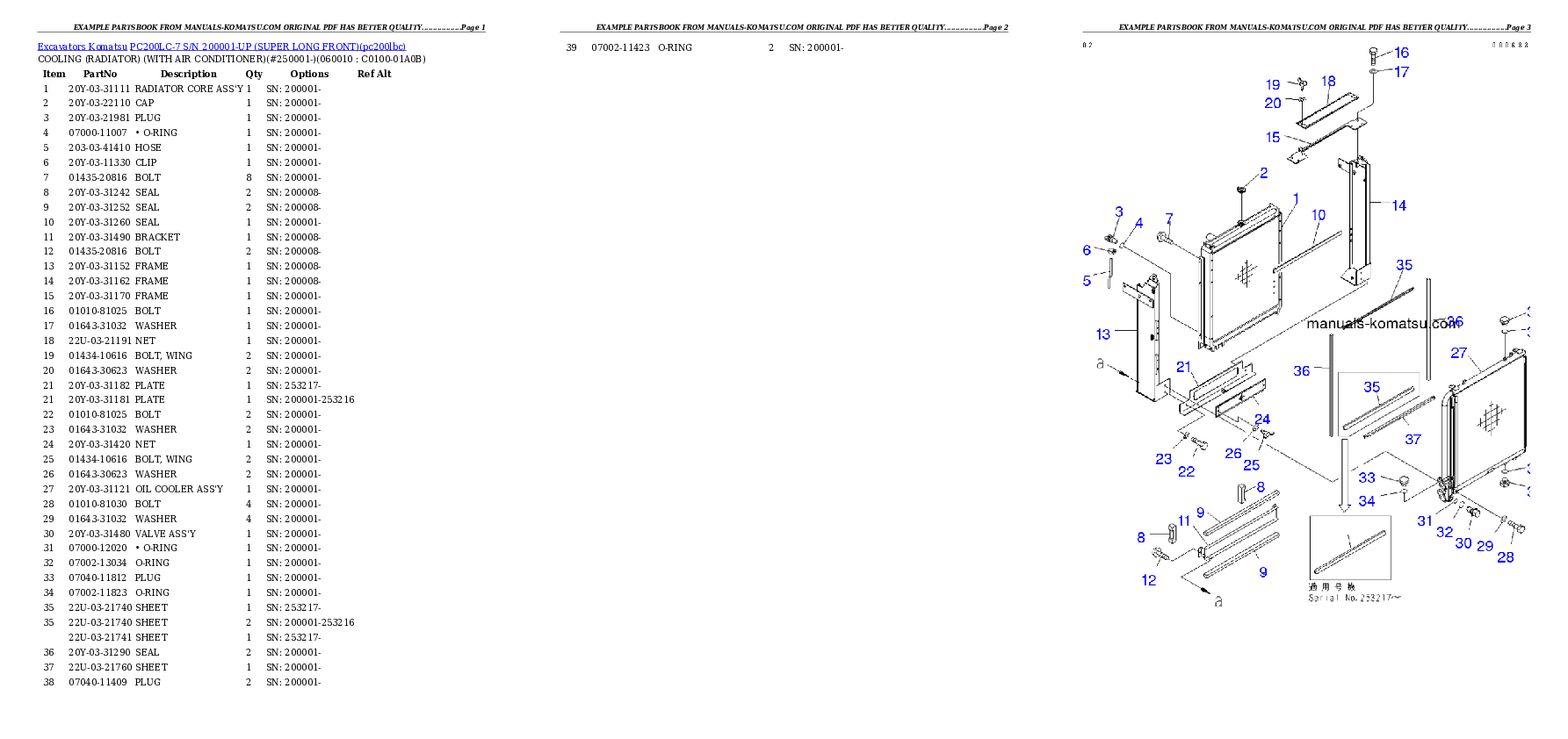 Protected: PC200LC-7 S/N 200001-UP (SUPER LONG FRONT) Partsbook