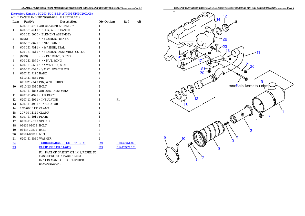 Protected: PC200-5/LC-5 S/N A70001-UP Partsbook