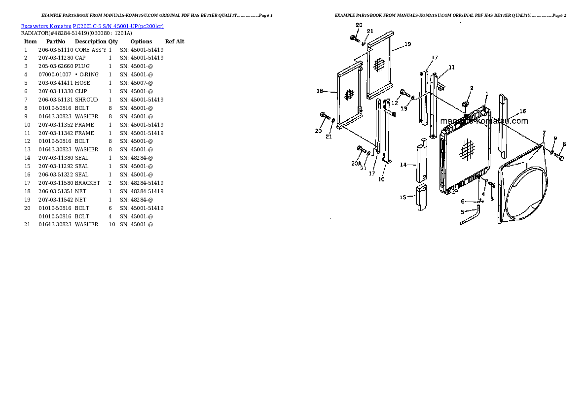 Protected: PC200LC-5 S/N 45001-UP Partsbook