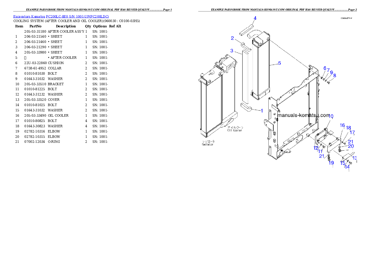 Protected: PC200LC-8E0 S/N 1001-UP Partsbook