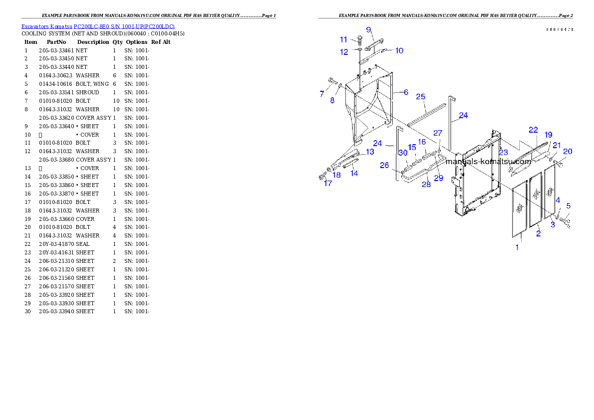 Protected: PC200LC-8E0 S/N 1001-UP Partsbook