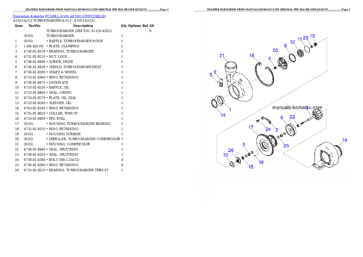 Protected: PC200LL-8 S/N A87001-UP Partsbook