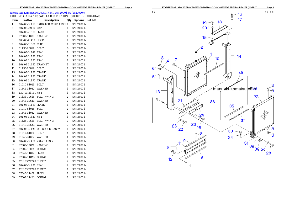 Protected: PC200SC-7-M1 S/N 20001-UP Partsbook