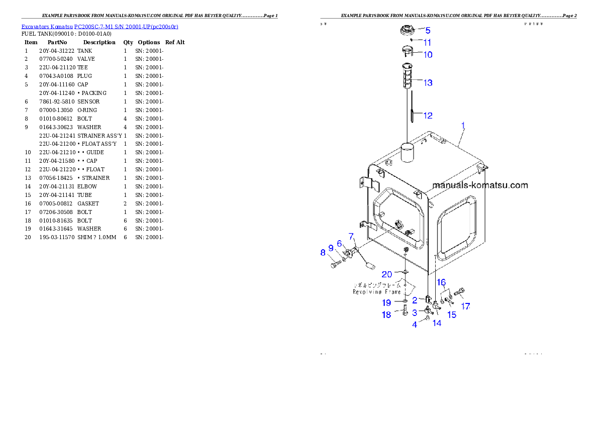 Protected: PC200SC-7-M1 S/N 20001-UP Partsbook