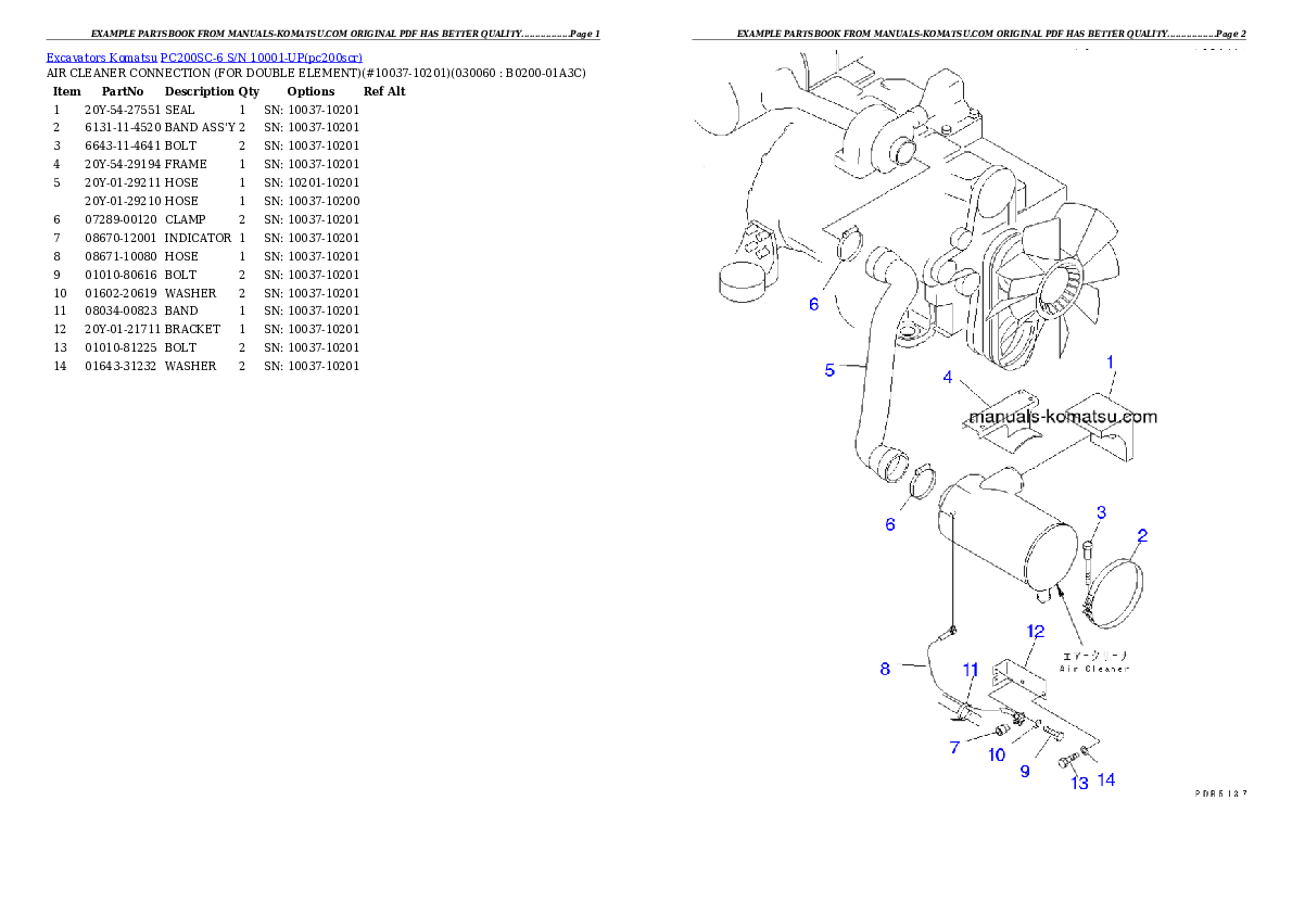 Protected: PC200SC-6 S/N 10001-UP Partsbook