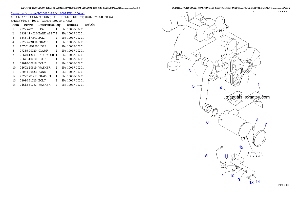 Protected: PC200SC-6 S/N 10001-UP Partsbook