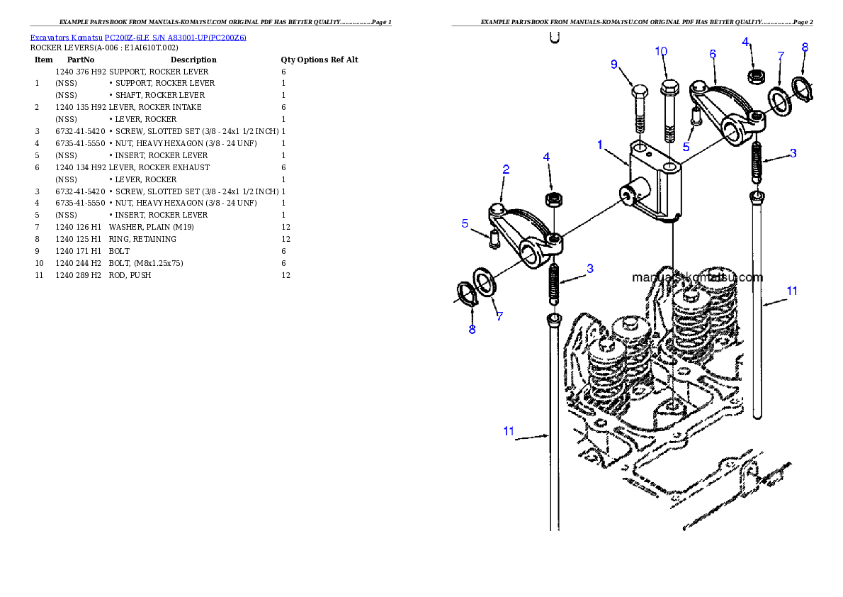 Protected: PC200Z-6LE S/N A83001-UP Partsbook