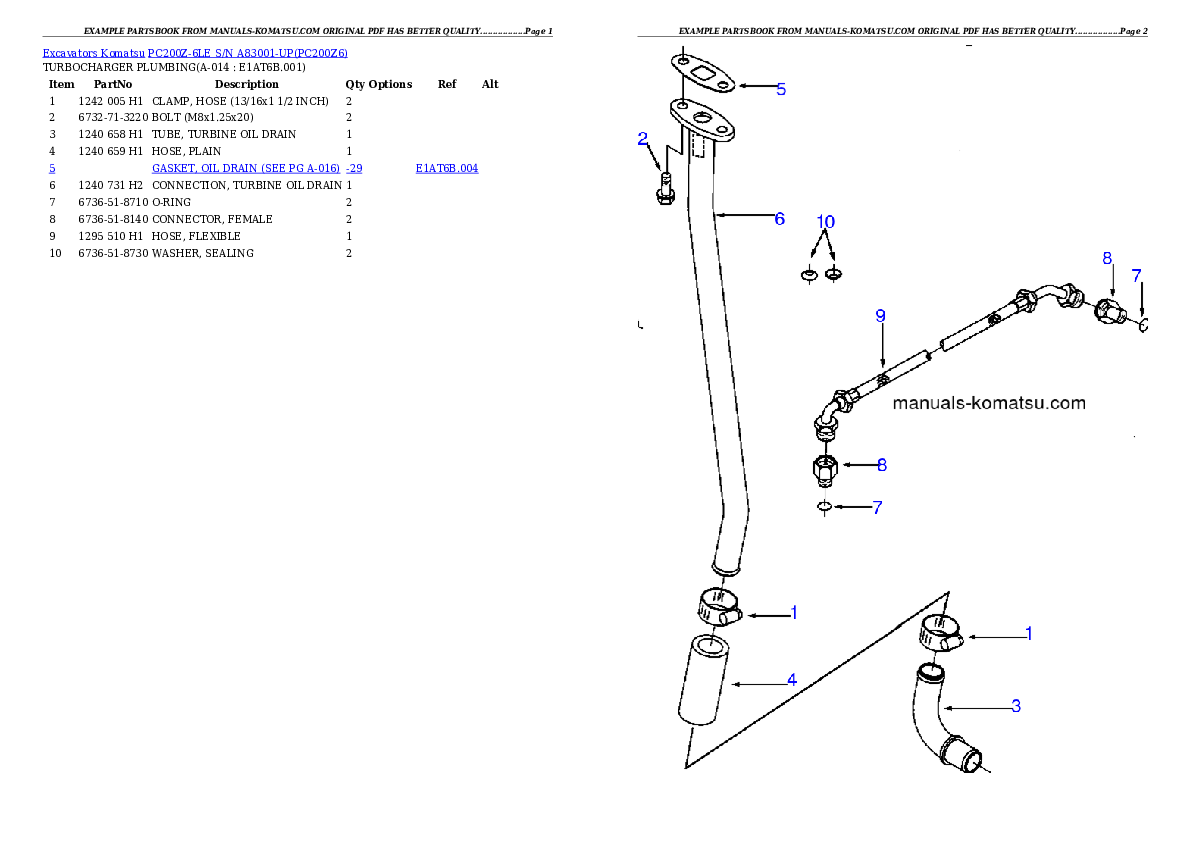 Protected: PC200Z-6LE S/N A83001-UP Partsbook
