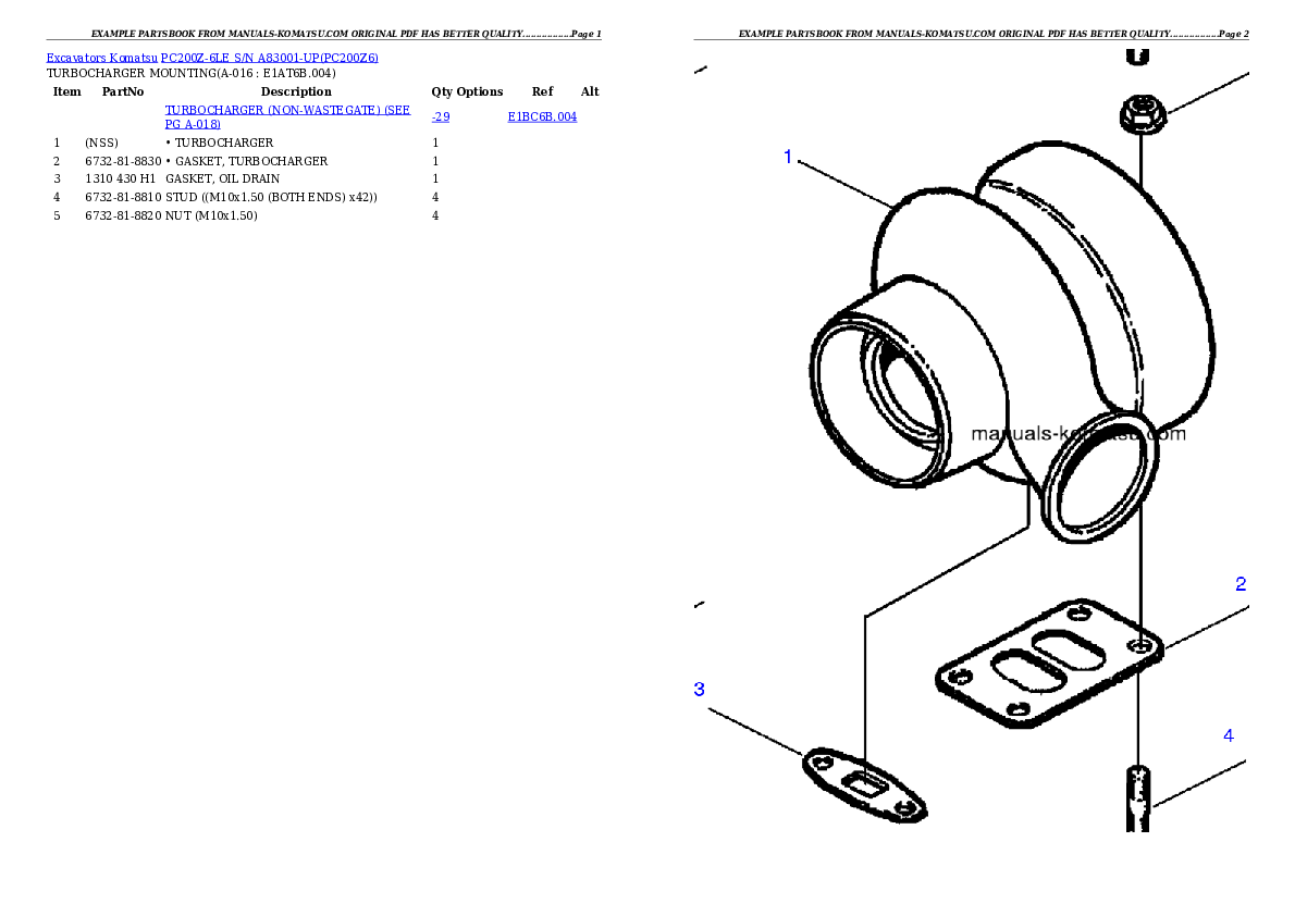 Protected: PC200Z-6LE S/N A83001-UP Partsbook