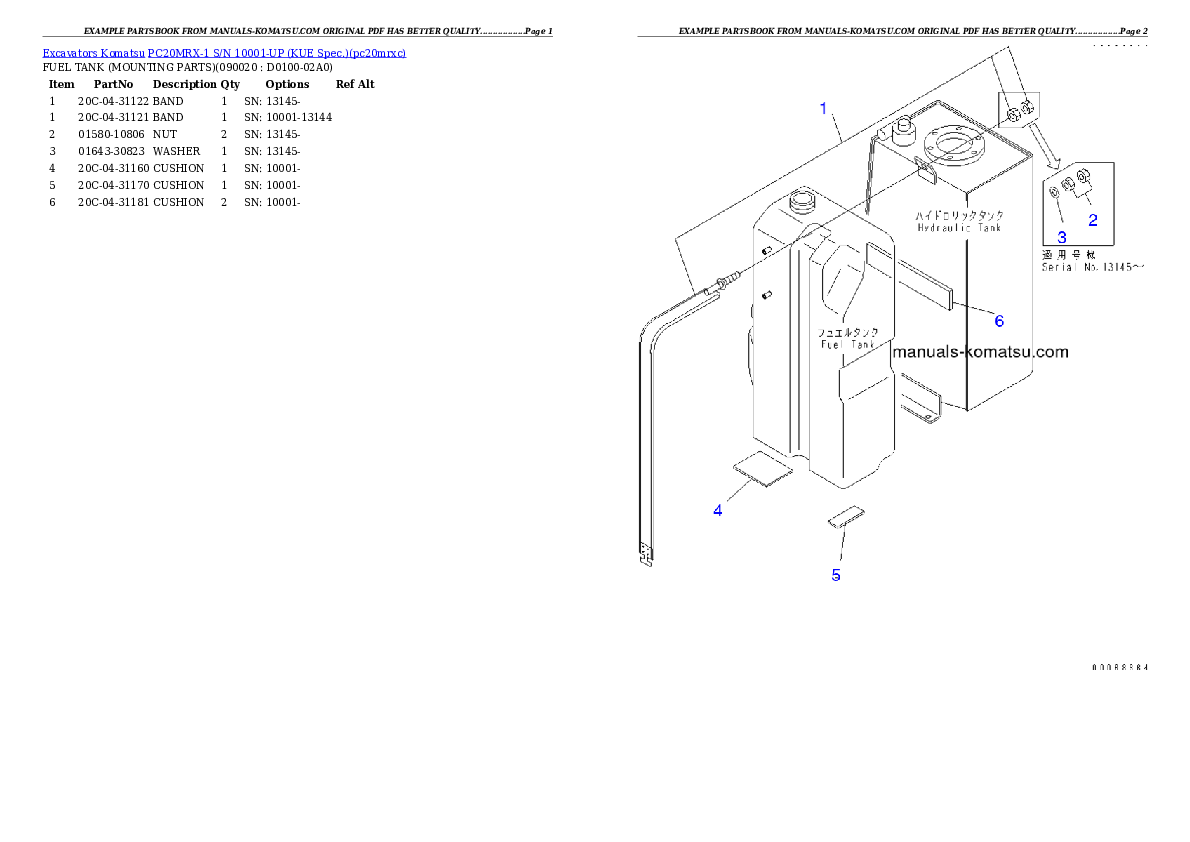 Protected: PC20MRX-1 S/N 10001-UP (KUE Spec.) Partsbook